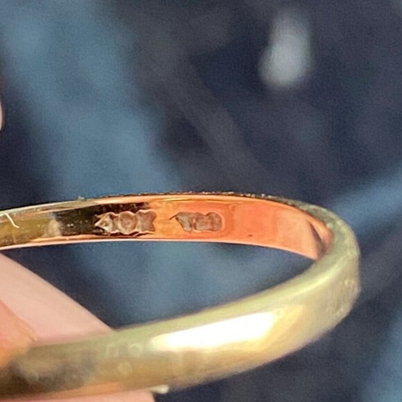 Vintage Marked 10K Yellow Gold HeartRing w/Aquamarine & Diamond Chip Broken READ - Picture 14 of 15